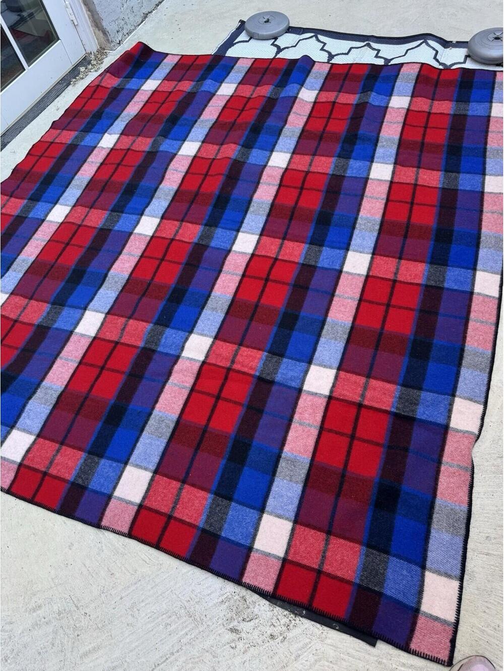 Faribo 100% Wool Blanket Large Red Plaid Tartan 97 By 86